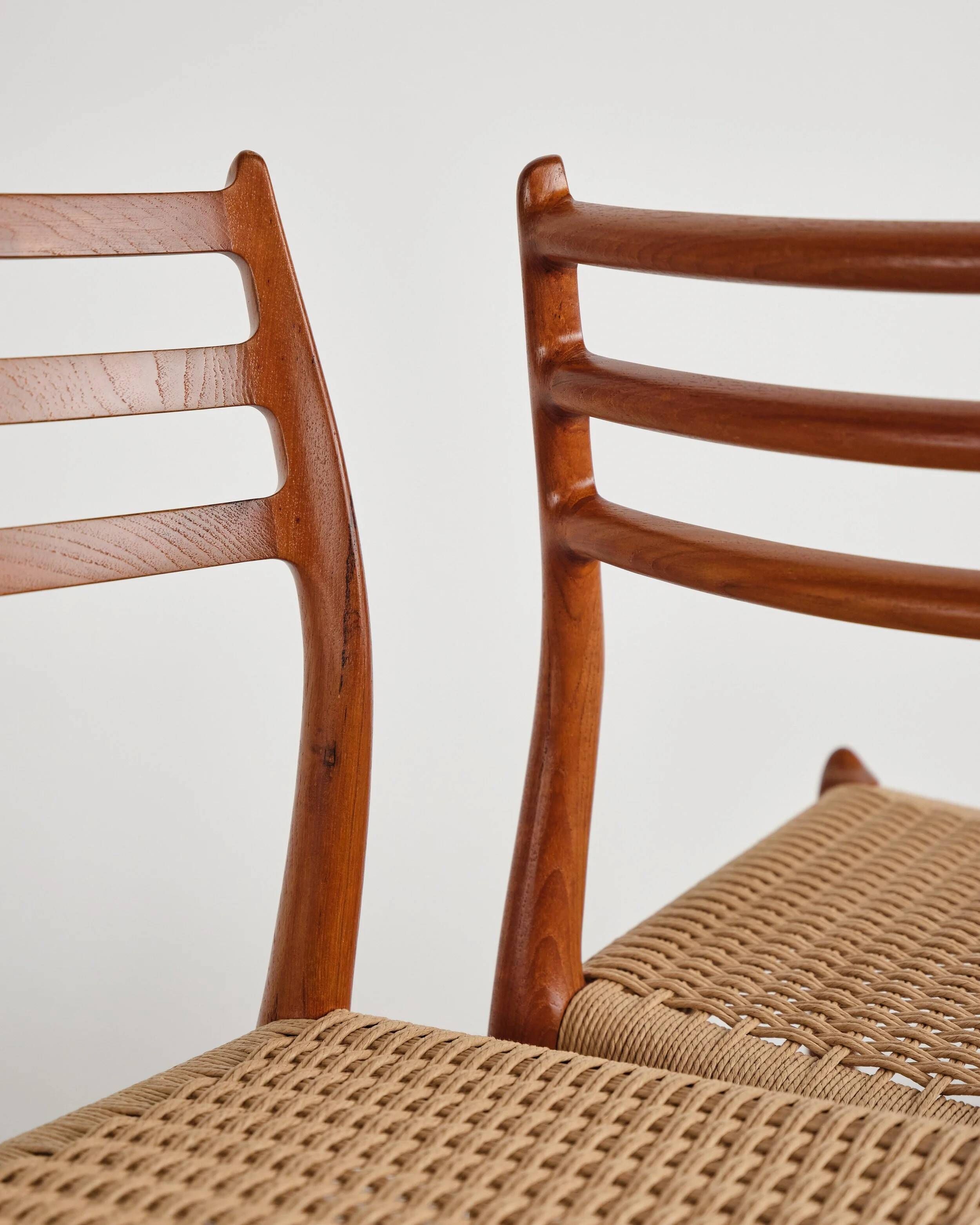 Set of 6 model 78 chairs in teak by Niels O. Møller, Denmark, 1960s.