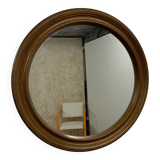 Antique round oak mirror