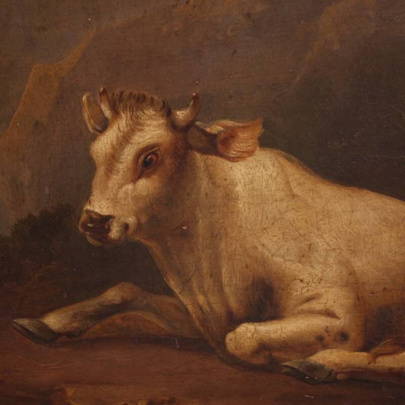 Peinture bucolique antique du 19ème siècle