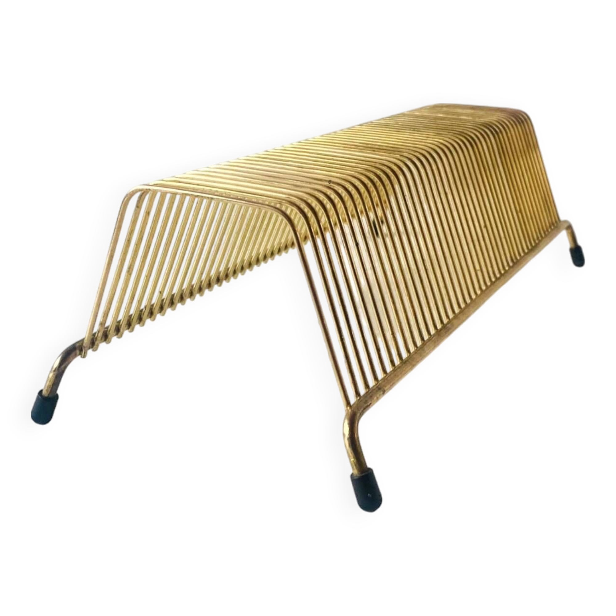 Vintage record holder in golden brass - for 40 vinyls