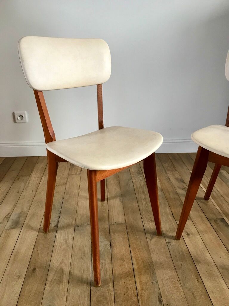 Pair of scandinavian chairs in skaï 50s