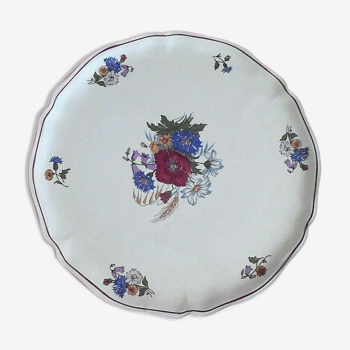 Round serving dish Agreste Sarreguemines flower motifs