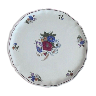 Round serving dish Agreste Sarreguemines flower motifs
