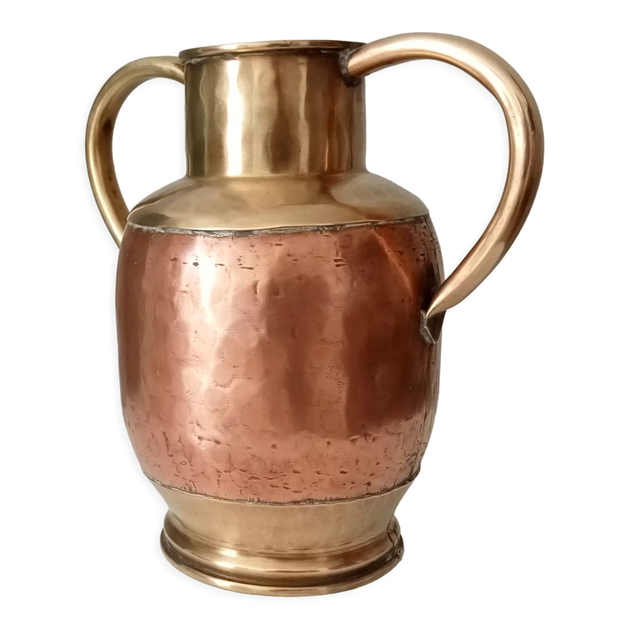 Antique amphora vase in brass and copper