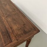 Walnut and pine drapery farmhouse table