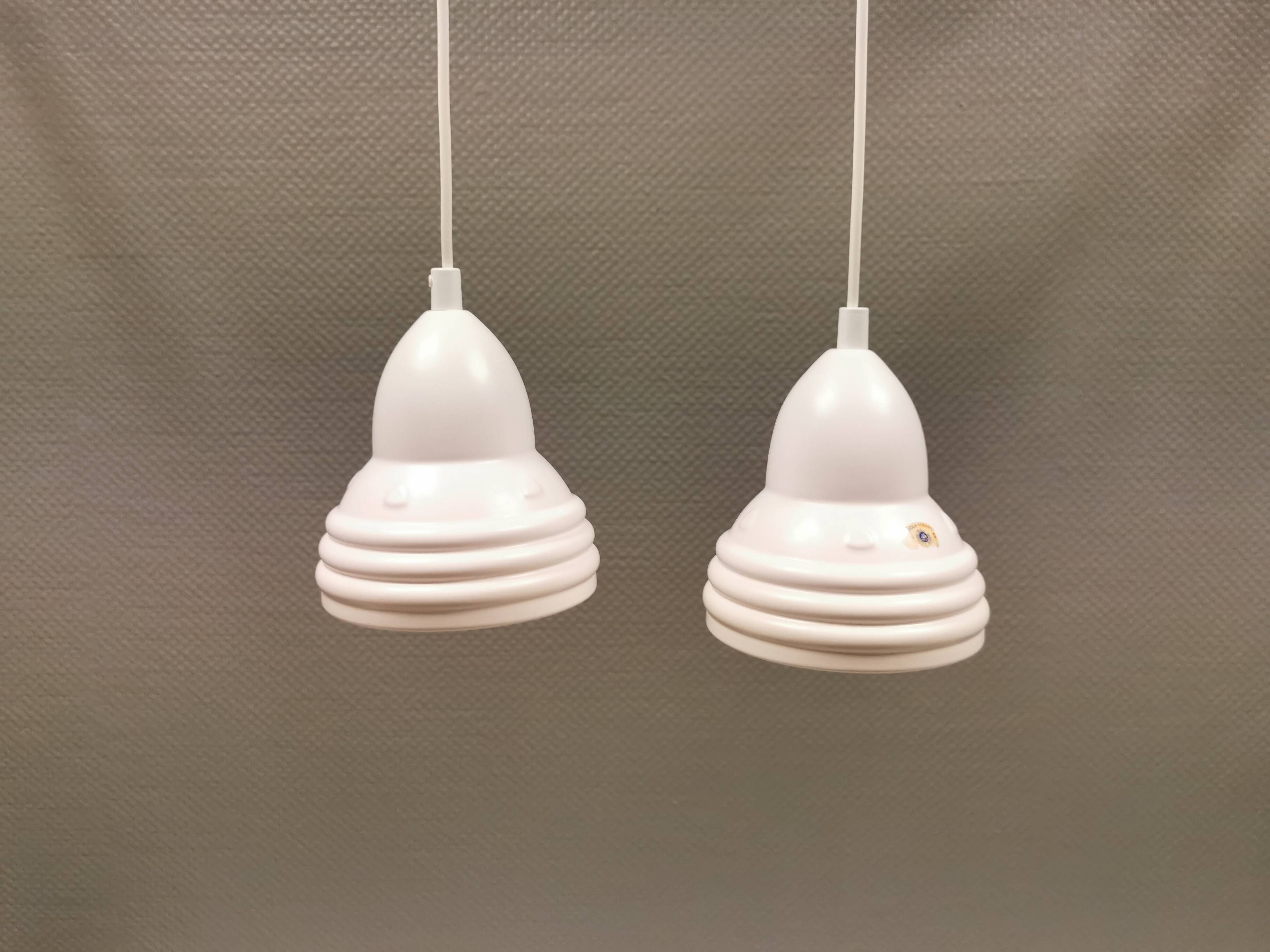 Two small ceramic hanging lights from Danish Søholm, estimated 1980s.
