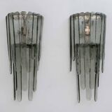 Pair of Carlo Nason Chiseled Murano Glass Cascade Sconces for Mazzega, 1960