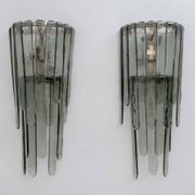Pair of Carlo Nason Chiseled Murano Glass Cascade Sconces for Mazzega, 1960