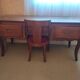 Large Louis XV mid-century desk in solid walnut.