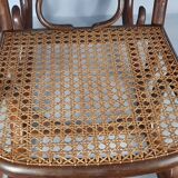 Vintage curved wood rocking chair for children with recent caning model D912.