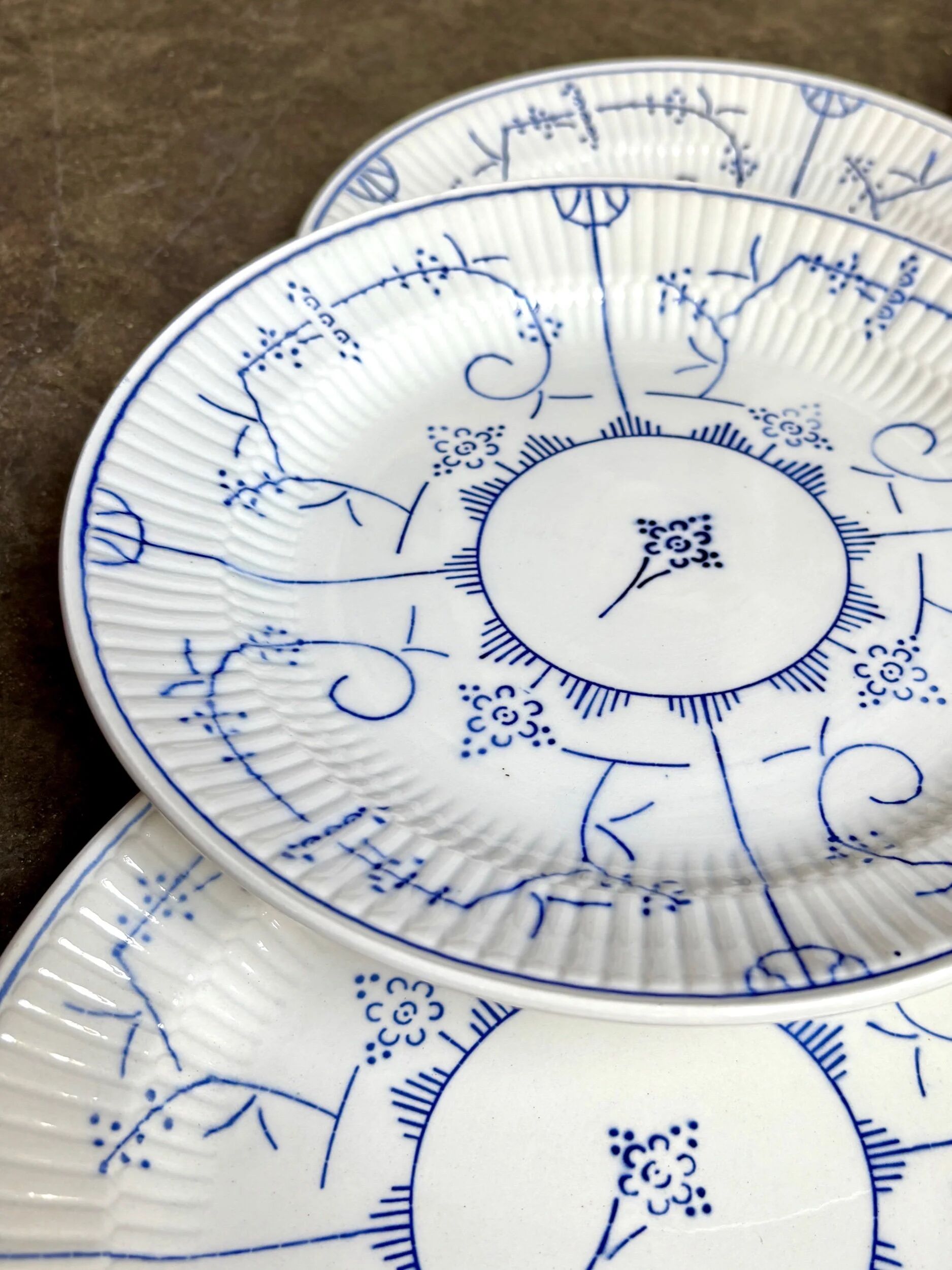 6 flat plates Boch La Louvière in blue glazed earthenware, "Copenhagen" service - 1920s-30s