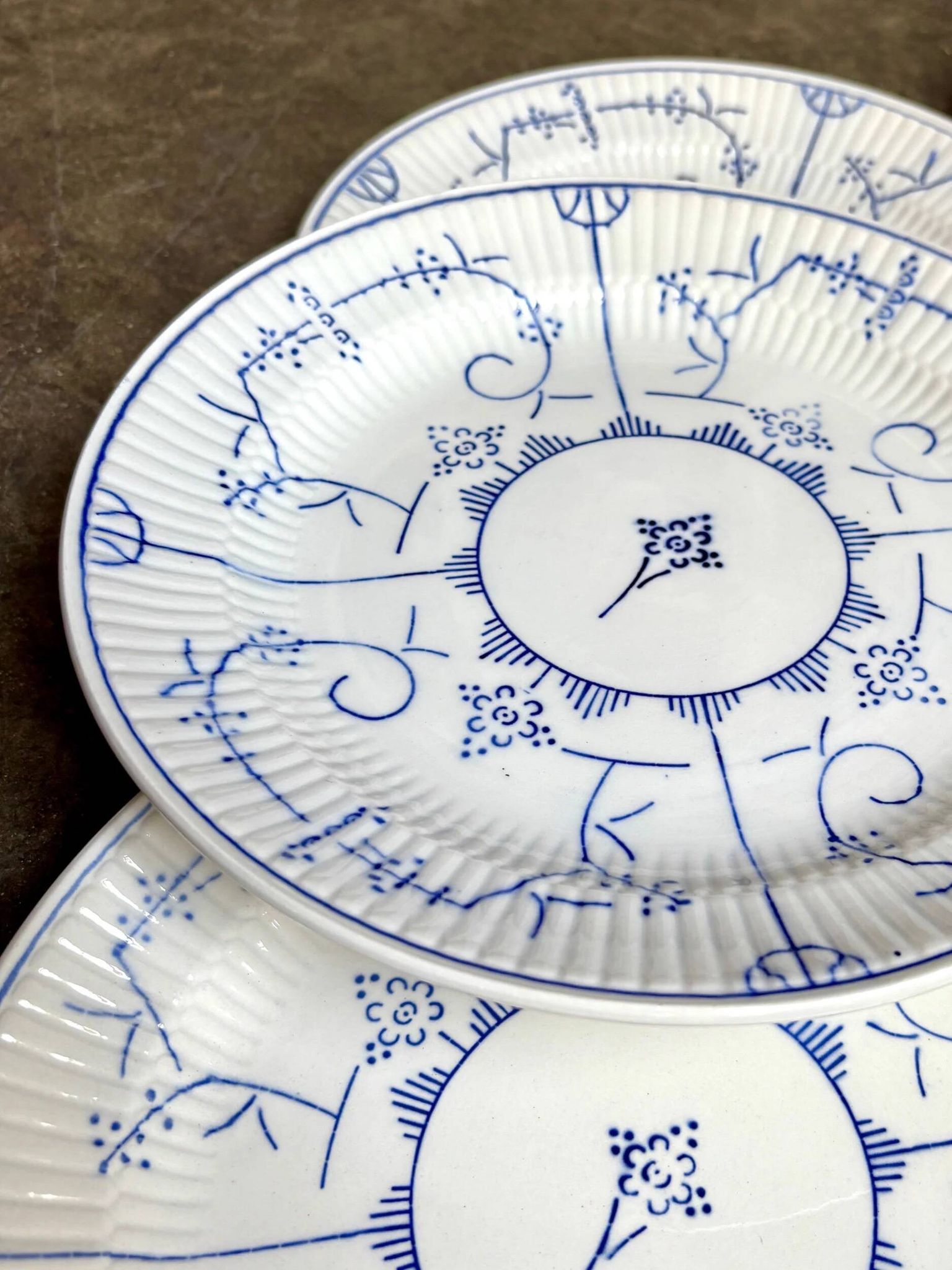 6 flat plates Boch La Louvière in blue glazed earthenware, "Copenhagen" service - 1920s-30s