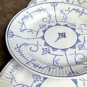 6 flat plates Boch La Louvière in blue glazed earthenware, "Copenhagen" service - 1920s-30s