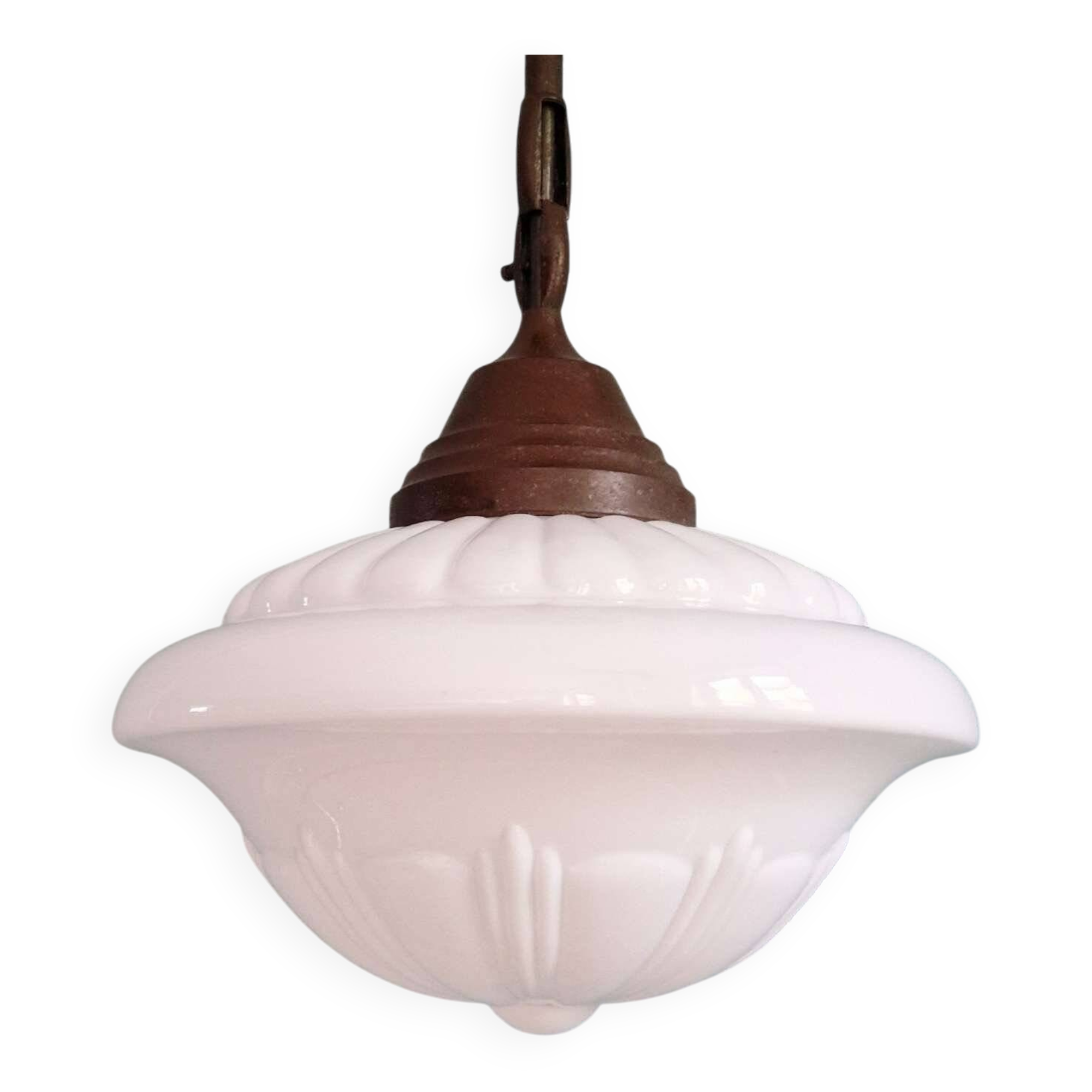 Philips Art Deco pendant light in white opaline, 1930s