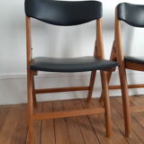 Set of 2 folding chairs in wood and skai