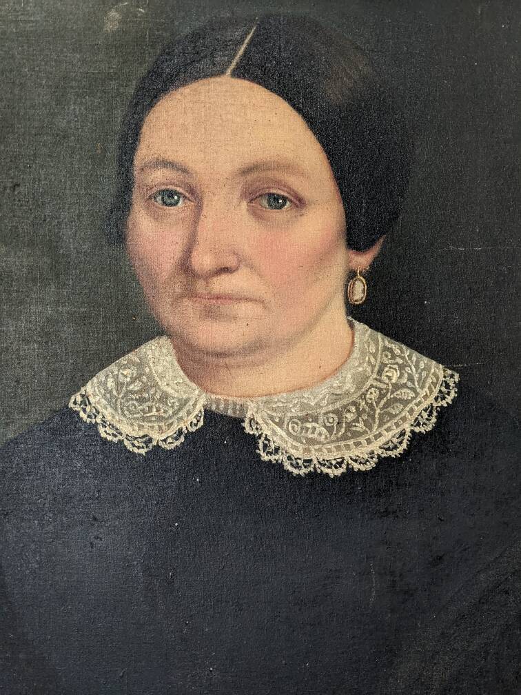 Antique painting vintage portrait bohemian countryside decoration oil on canvas