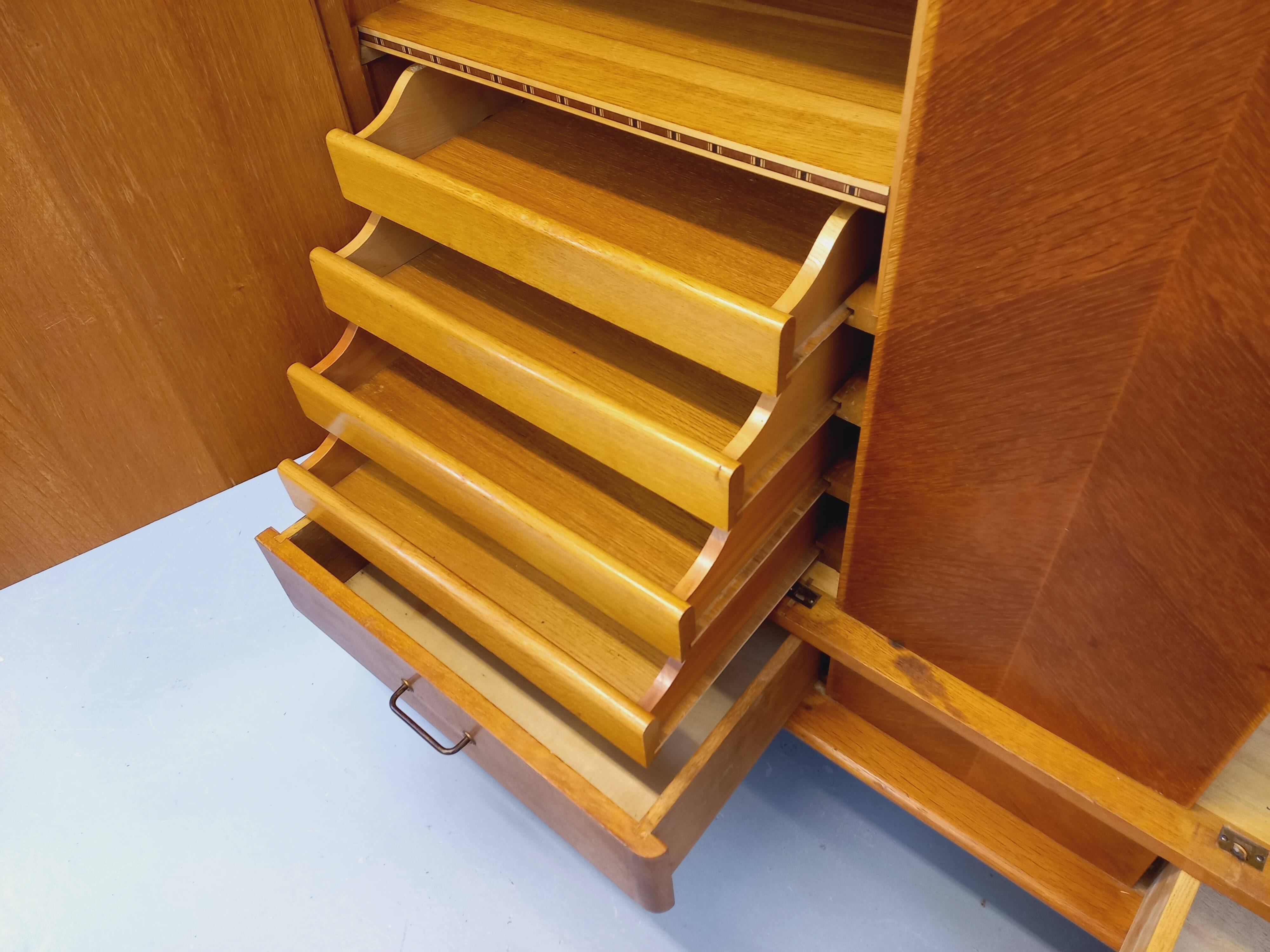 Vintage oak wardrobe from the 1960s.