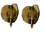 Italian Smoked Cut Glass Wall Lights, Set of 3