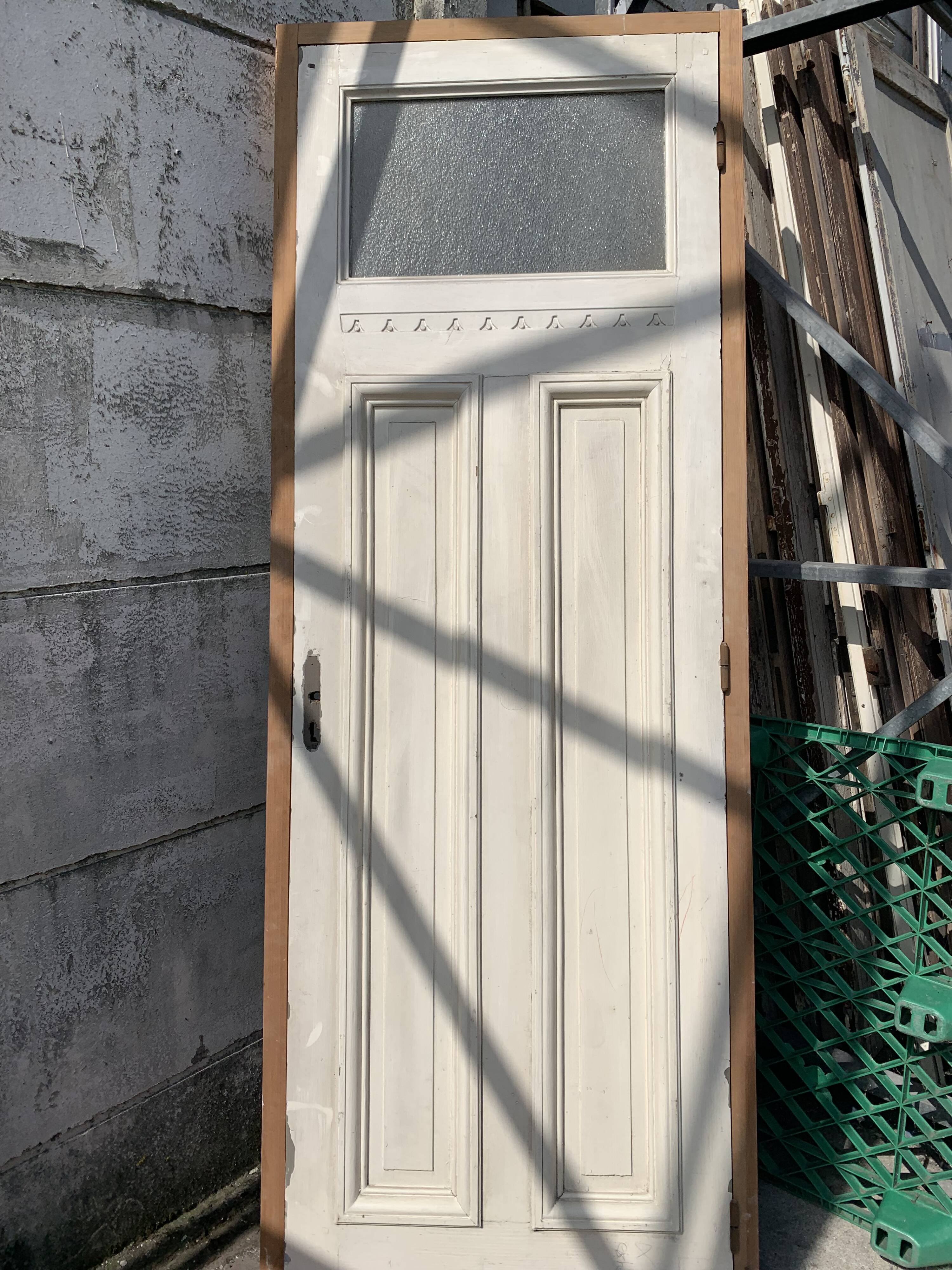 Art Deco passage door in patinated fir, 20th century