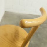 Set of 3 minimalist chairs in light wood, 1980s Italy
