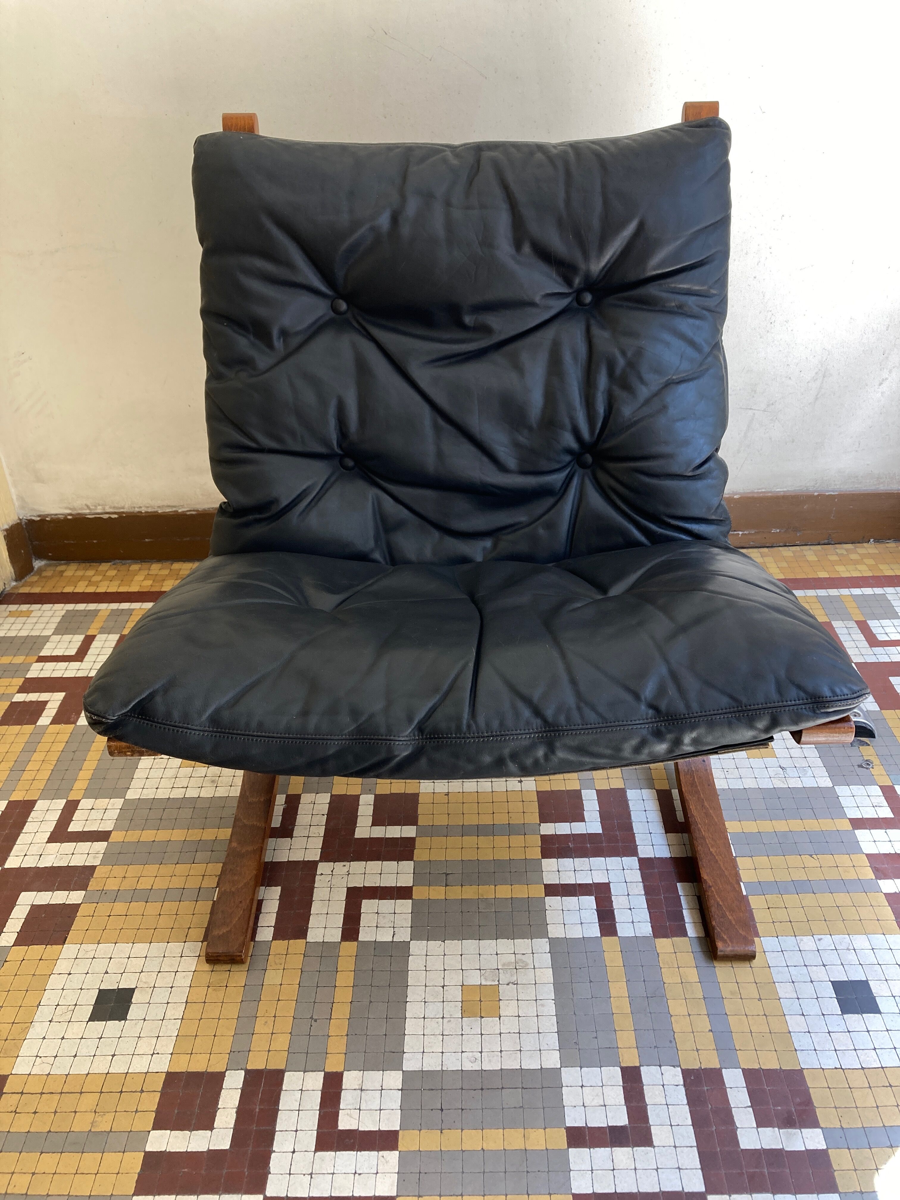 Armchair Siesta 1965 Ingmar Relling for Westnofa, Norway, black leather