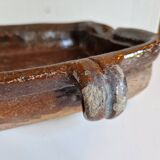 Ancien Plat À Jus Lechefrite 19e Terre Cuite Vernissée Art Populaire
