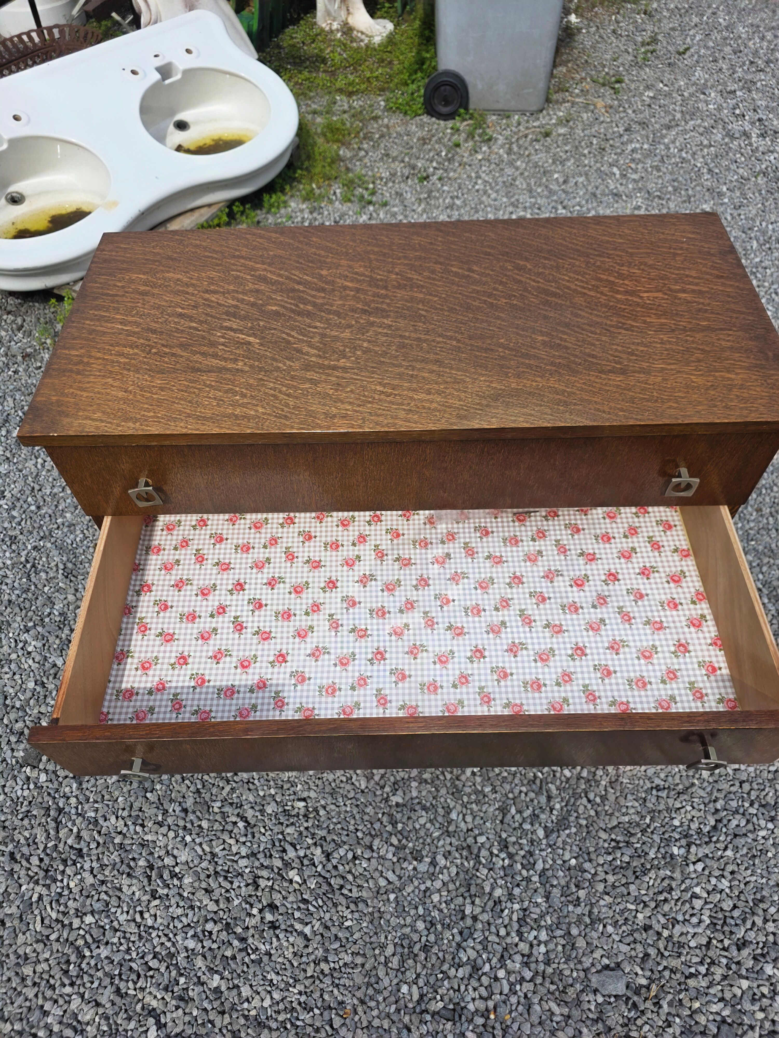 Vintage oak commode from the 1960s.