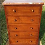 Mahogany and marble chest of drawers or chiffonier