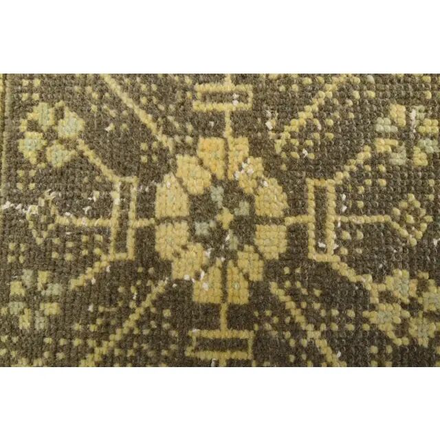 1970s Turkish Oushak Handmade Wool Cotton Yellow Runner 76x302