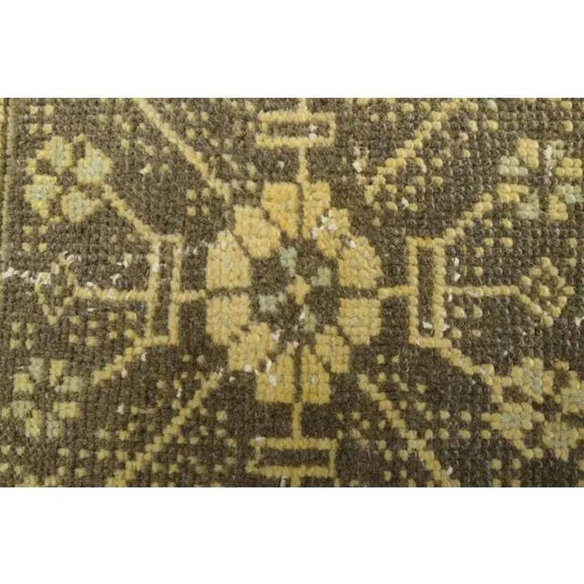 1970s Turkish Oushak Handmade Wool Cotton Yellow Runner 76x302