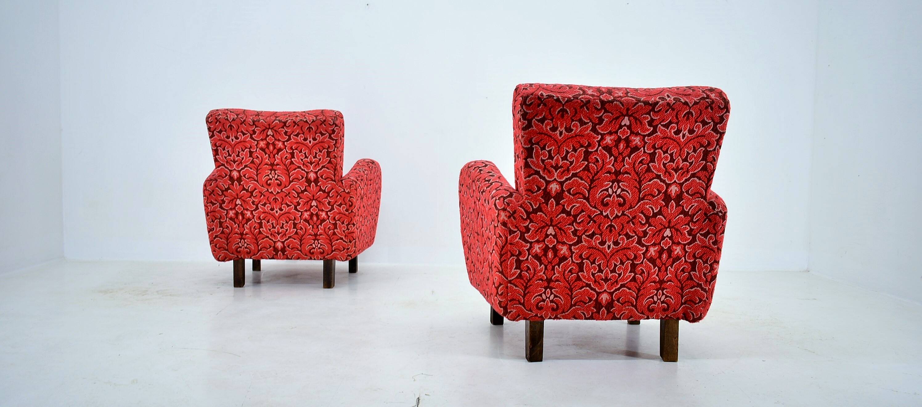 Set of two rare art deco armchairs h-283 by jindřich halabala, 1949s