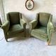 Vintage club armchair in green/khaki velvet fabric