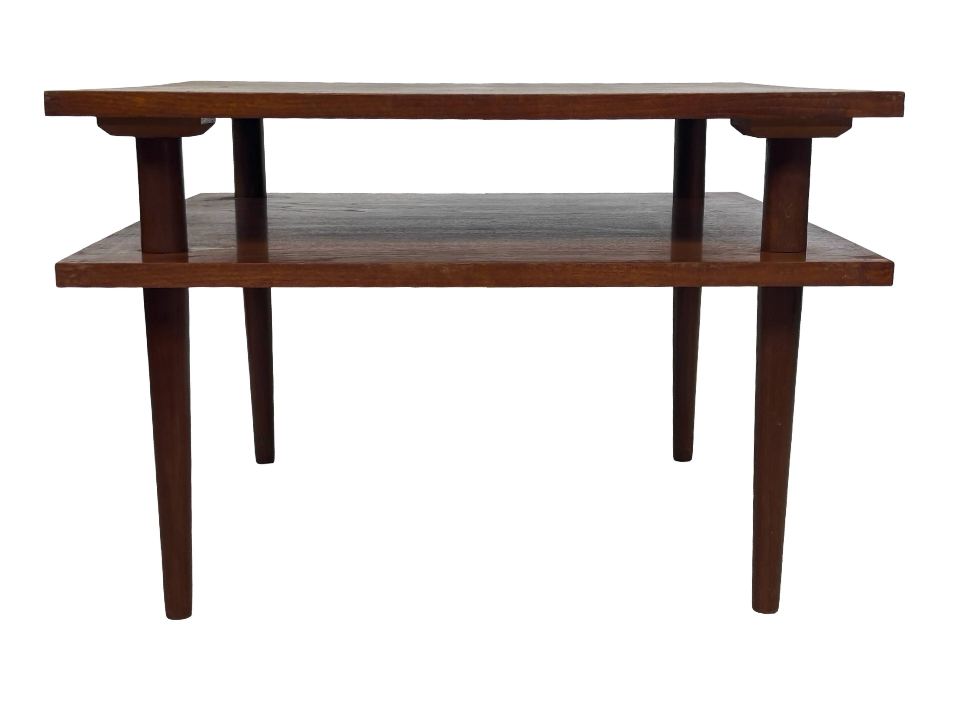 Vintage square coffee table in teak veneer, 1960s design
