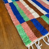Berber carpet boujad colorful blue majorelle green brown peach