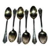 6 cuillères à café, moka en métal argenté Deetjen style Louis XV Rocaille n°25