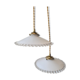 Duo of serrated opaline suspensions