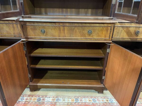 Bibliothèque secrétaire anglaise des années 1970 en acajou