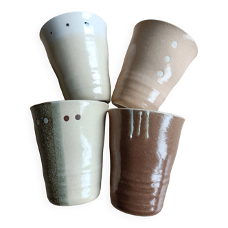Set of 4 Japanese stoneware cups/mugs