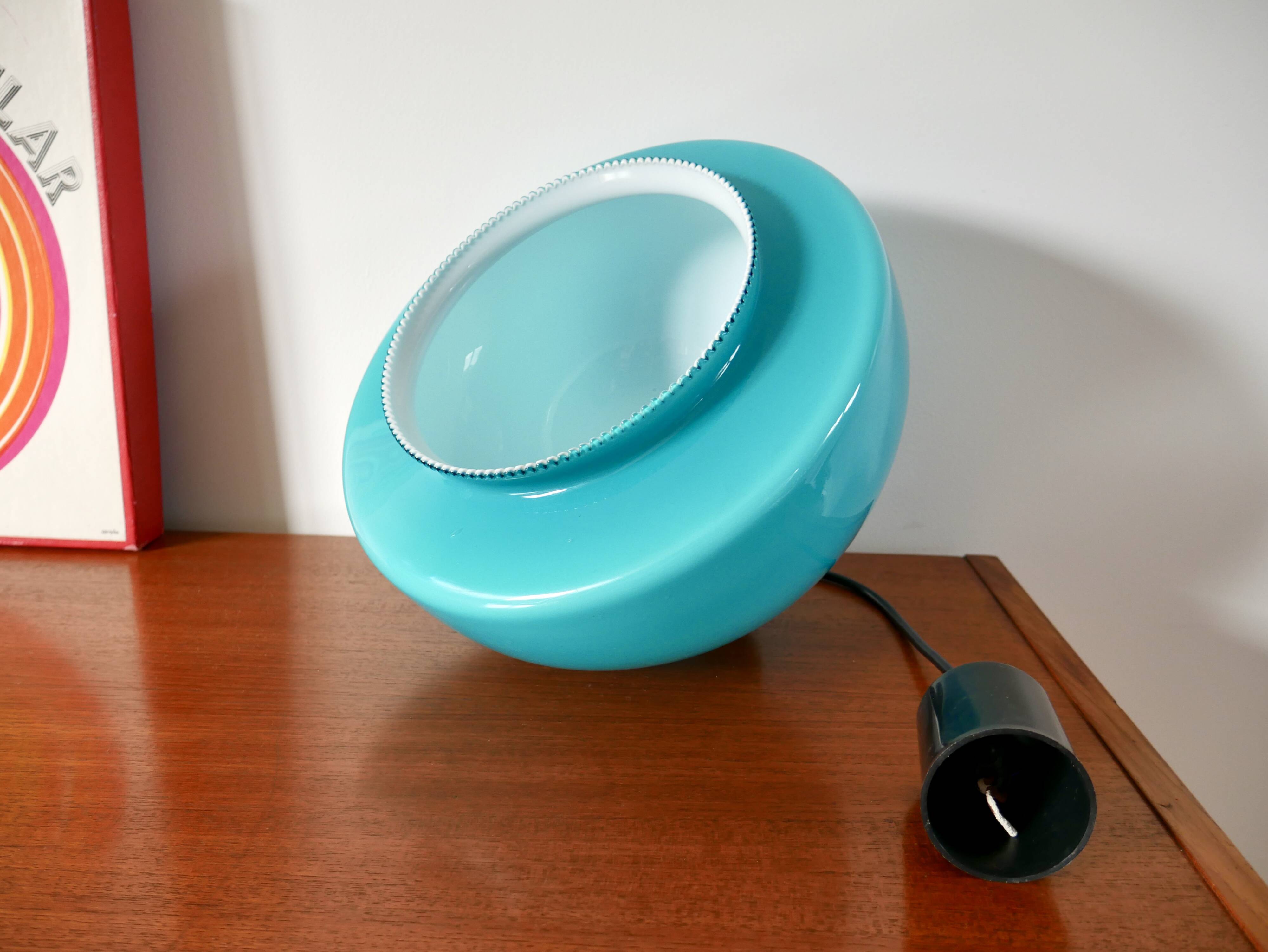 Suspension in blue opaline mushroom design 60s-70s