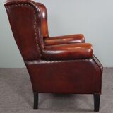 Patinated sheepskin armchair