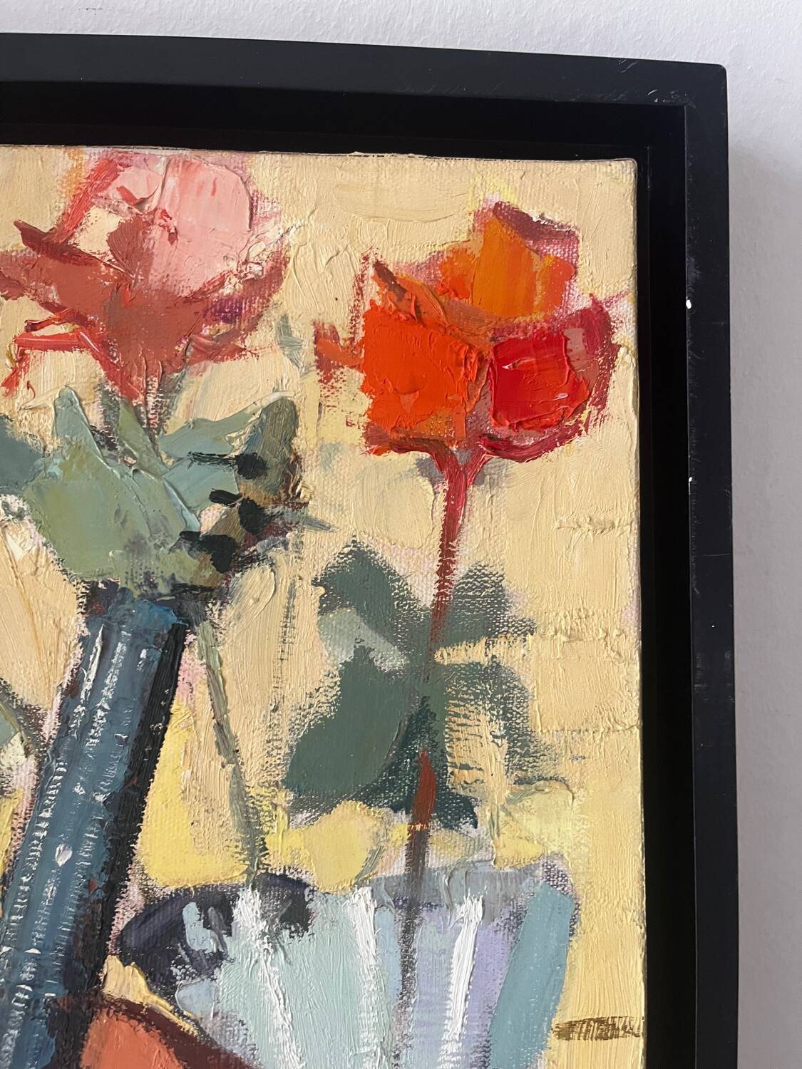 The violin with roses, oil on canvas