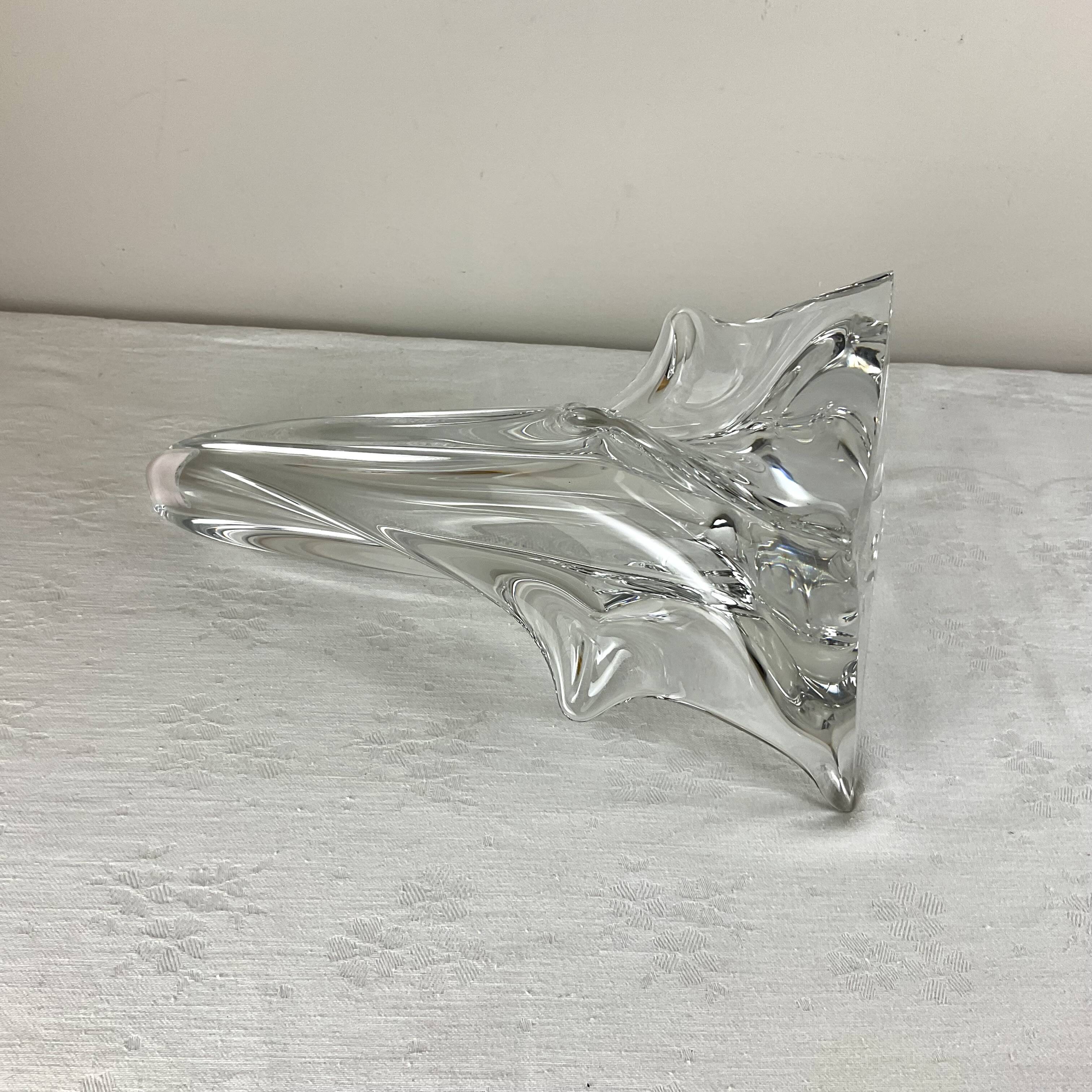 Solid glass lamp and dried flower lampshade from the 60s/70s