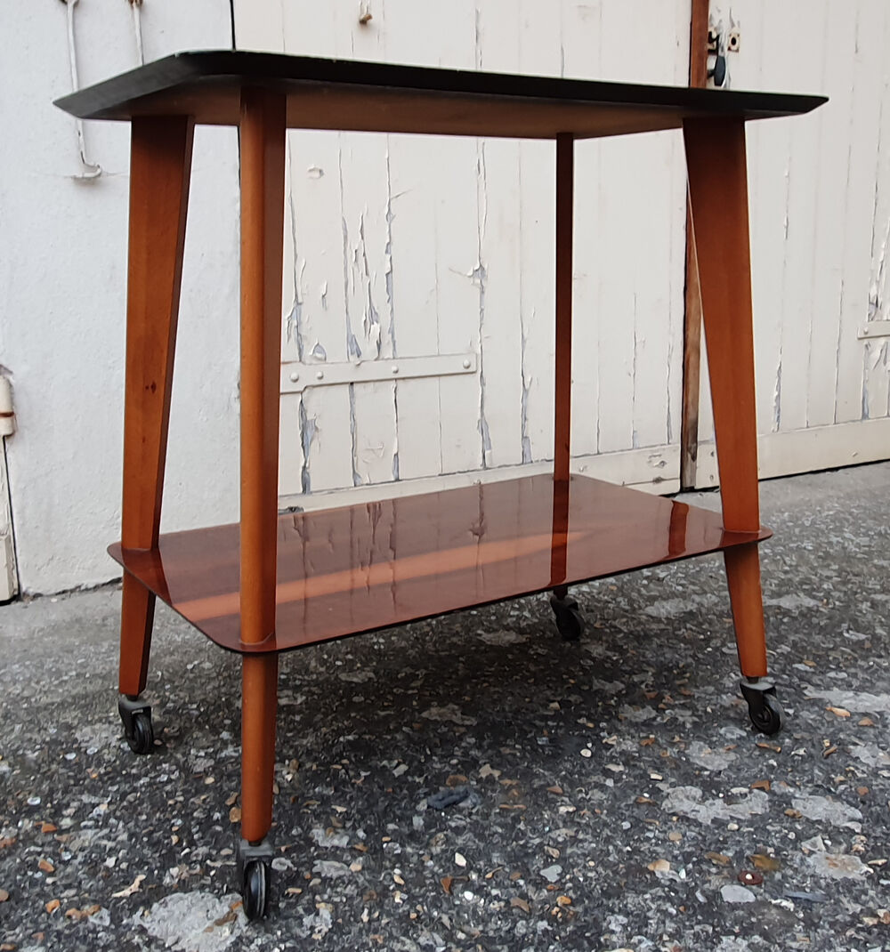 Desserte, TV table, varnished wood, from the 1950s