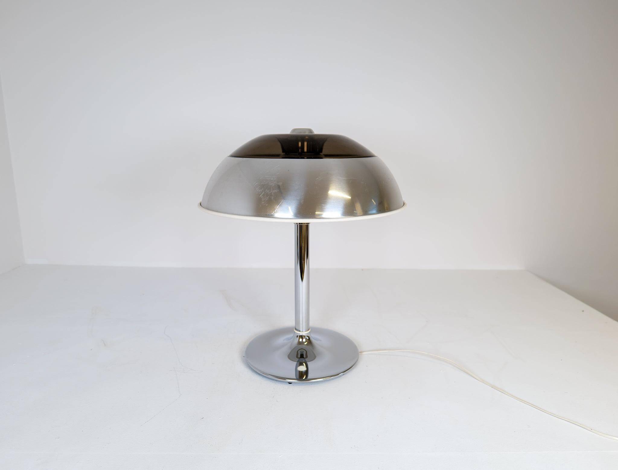 Large Space Age chrome table lamp by Fagerhults, Sweden, 1970s.