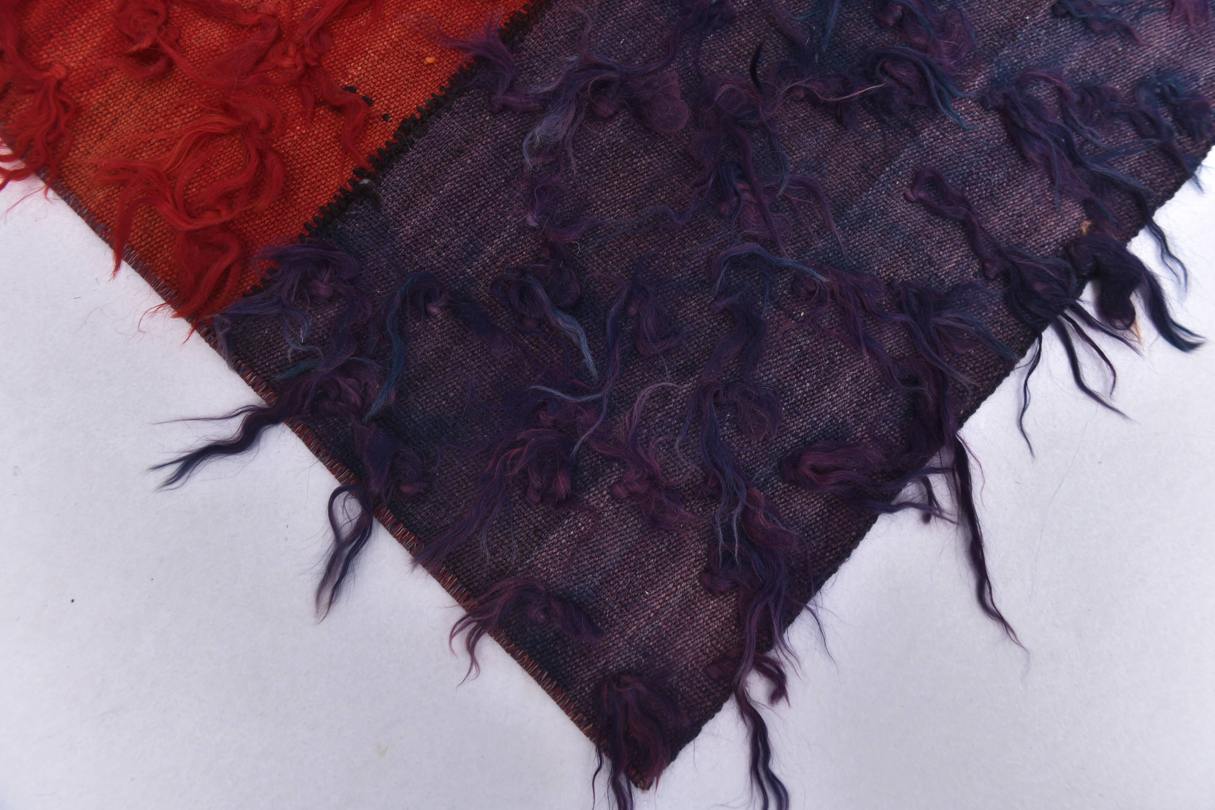 2x6 Red Blue Wool Vintage Runner Rug, 66x190Cm SK 240489