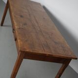 Antique Elm 19th Century French Rustic Farmhouse Dining Table
