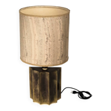 Vintage Brass Table Lamp with Fabric Shade – Original Patina. Italy 1970s