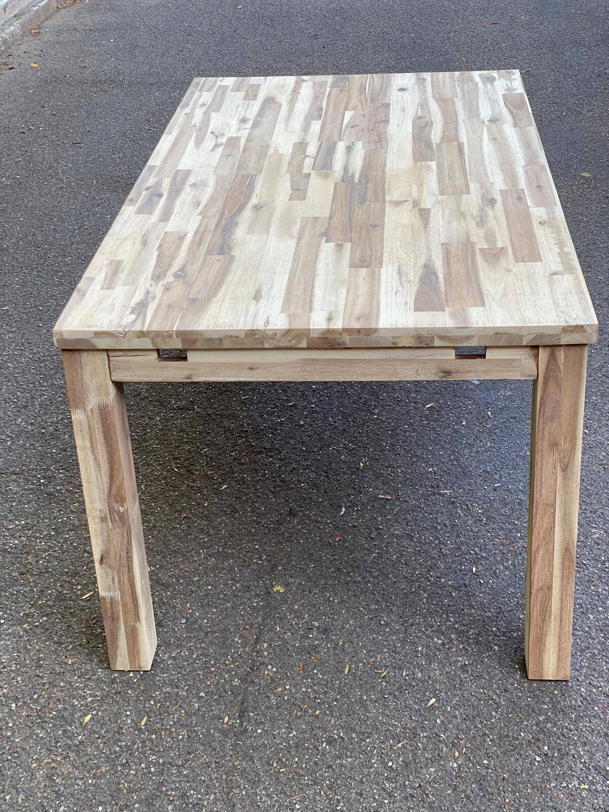 Large extendable Scandinavian dining table made of stripped solid acacia 160-26