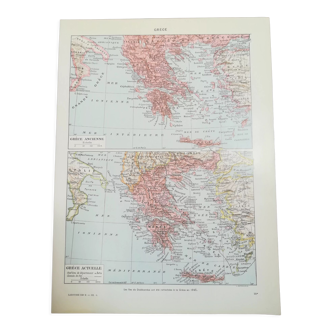 Carte de la Grèce Antique et Moderne de 1928