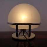 Italian Glass & Chromed Steel Table Lamp, 1960s